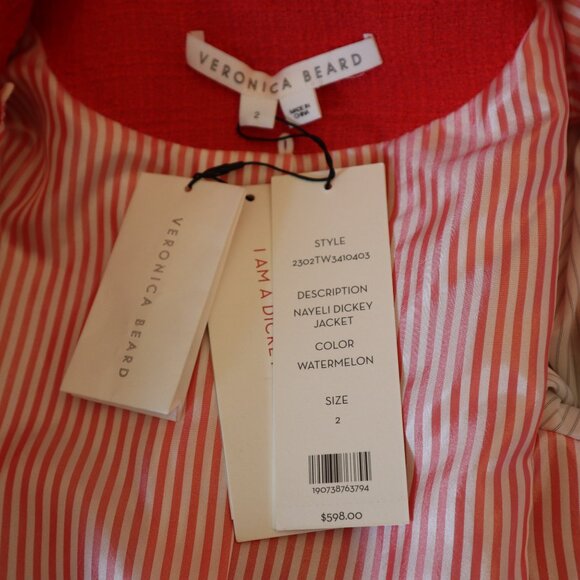 Veronica Beard Nayeli Blazer Dickey Fringe Jacket Watermelon Red Size 2 New $598 - Picture 9 of 9